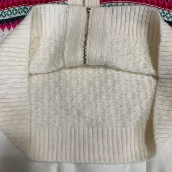 TALBOTS Joyful Fair Isle Cable Knit Soft Zip Up Sweater Jacket Top Size Medium - Picture 9 of 12
